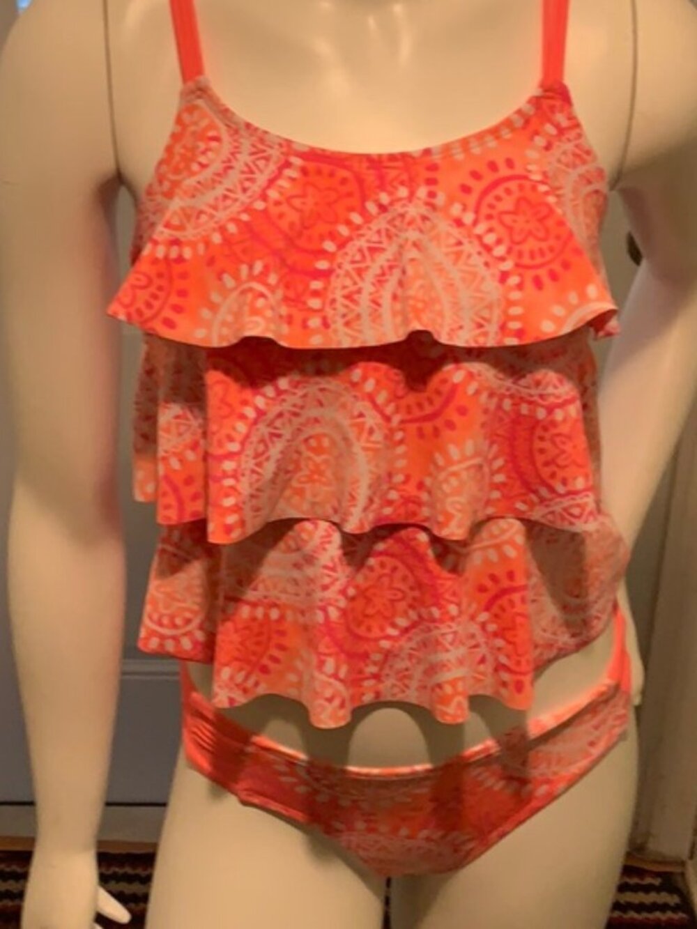 Orange 2 Pcs Justice Tankini Swimsuit Size 6
